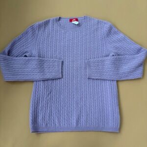 Cashmere Sweater Anne Klein Womens Purple Cable Knit Large Soft Quiet Luxury